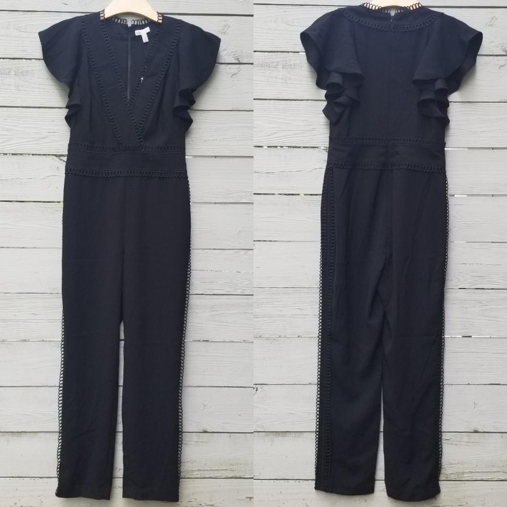 NWT Monique Lhuillier Flutter Sleeve Jumpsuit - Picture 3 of 8